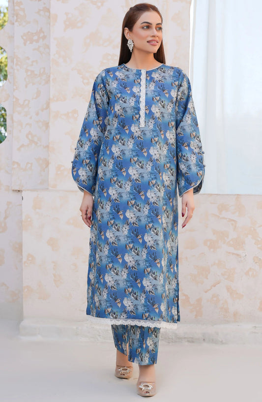 Threads N Weaves Printed Lawn Stitched 2 Piece Suit - RTWL25101 Serene Blue Floral - TNW25SPL - Blue - Summer Collection