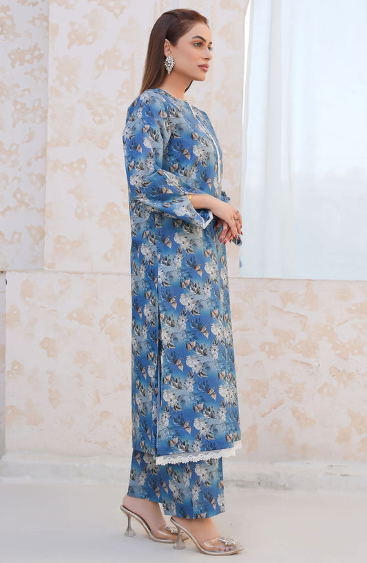 Threads N Weaves Printed Lawn Stitched 2 Piece Suit - RTWL25101 Serene Blue Floral - TNW25SPL - Blue - Summer Collection