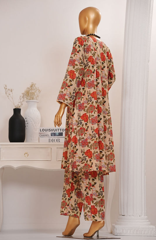 Amna Khadija Printed Lawn Stitched 2 Piece Suit - TPC-06 - AM25TPC - Beige - Summer Collection