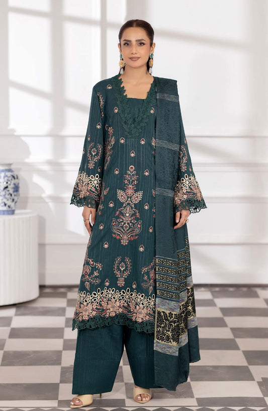 Tanim by Johra Embroidered Winter Fabric Unstitched 3 Piece Suit - JW-751 - JH25TANIM - Teal - Winter Collection