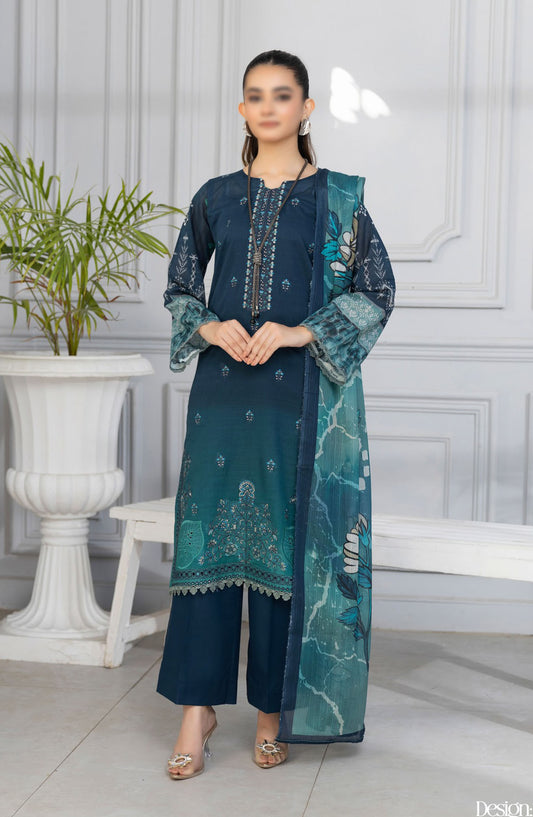 Tassawar Embroidered Lawn Unstitched 3 Piece Suit - Design-10 - AK25TSW2 - Green - Summer Collection