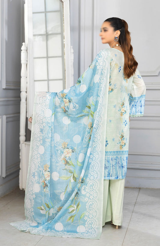 Tassawar Embroidered Lawn Unstitched 3 Piece Suit - Design-07 - AK25TSW2 - Green - Summer Collection