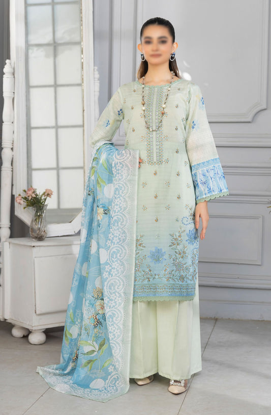 Tassawar Embroidered Lawn Unstitched 3 Piece Suit - Design-07 - AK25TSW2 - Green - Summer Collection