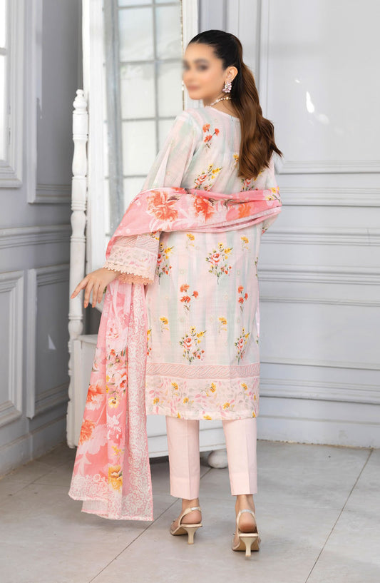 Tassawar Embroidered Lawn Unstitched 3 Piece Suit - Design-06 - AK25TSW2 - Pink - Summer Collection