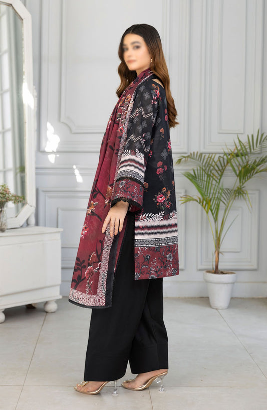 Tassawar Embroidered Lawn Unstitched 3 Piece Suit - Design-04 - AK25TSW2 - Black - Summer Collection