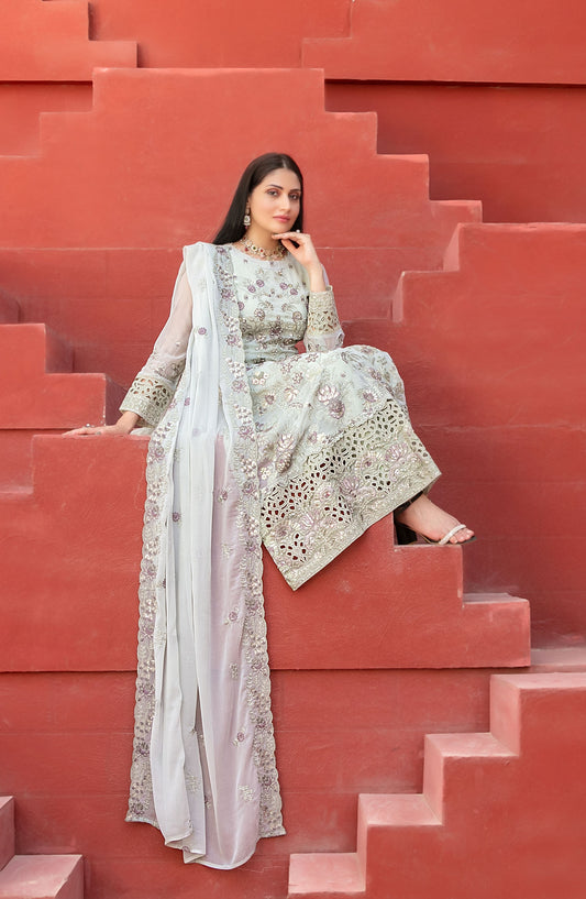 Eunoia by Tawakkal Fabric Embroidered Chiffon Unstitched 3 Piece Suit - 1913 - TF25EUN - Pista Green - Festive Collection