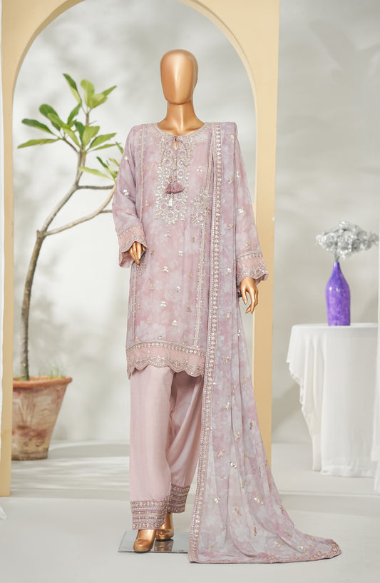 Tehzeeb by Maria Fabrics Embroidered Chiffon Stitched 3 Piece Suit - 02 Rubi - MRF26THZ - Pink - Festive Collection