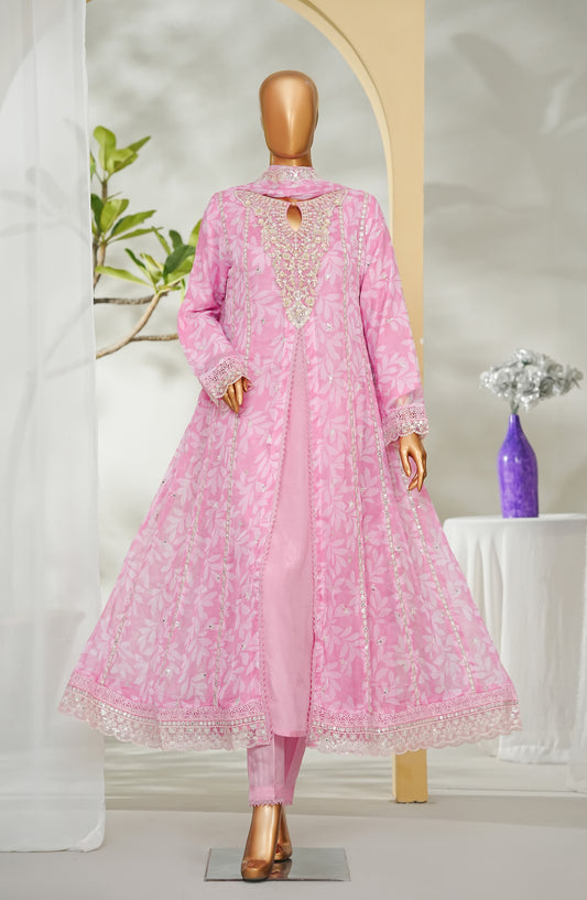 Tehzeeb by Maria Fabrics Embroidered Chiffon Stitched 3 Piece Suit - 03 Afreen - MRF26THZ - Pink - Festive Collection