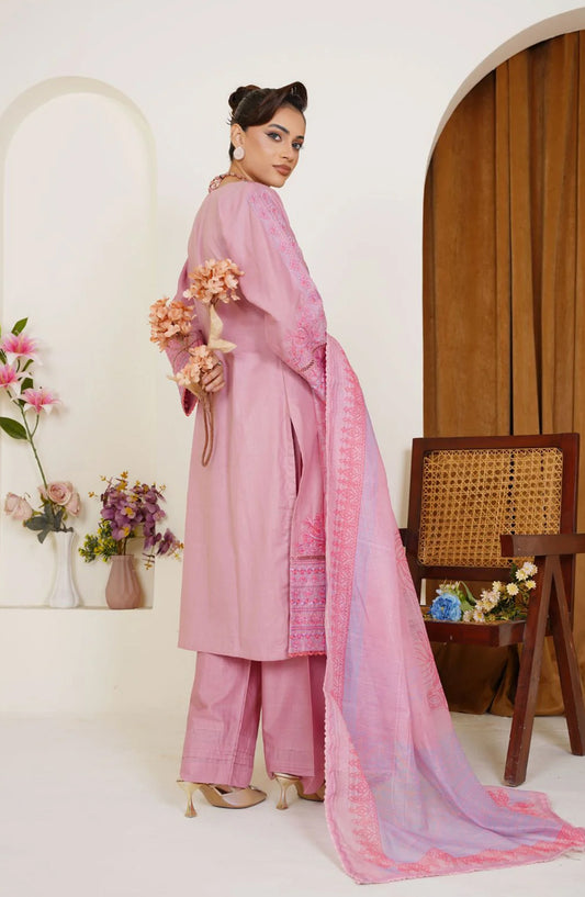 Threads & Weaves Blush Pink Embroidered Lawn 3-Piece Pret Suit TNW25LN
