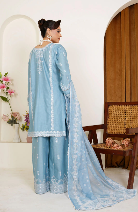 Threads & Weaves Powder Blue Embroidered Lawn 3-Piece Pret Suit TNW25LN