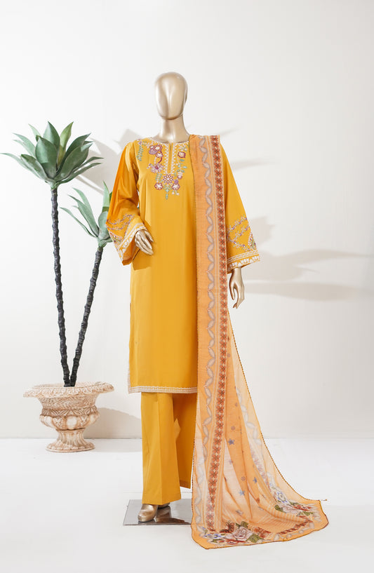 Timeless Summer by Amna Khadija Embroidered Cotton Lawn Stitched 3 Piece Suit - AKTS-01 - AM26MLSS - Orange - Summer Collection