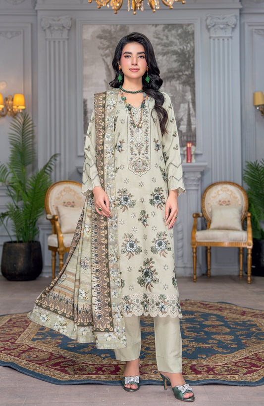 Umang by Riaz Arts Embroidered Peach Unstitched 3 Piece Suit - D-08 - RA26UMG - Green - Winter Collection