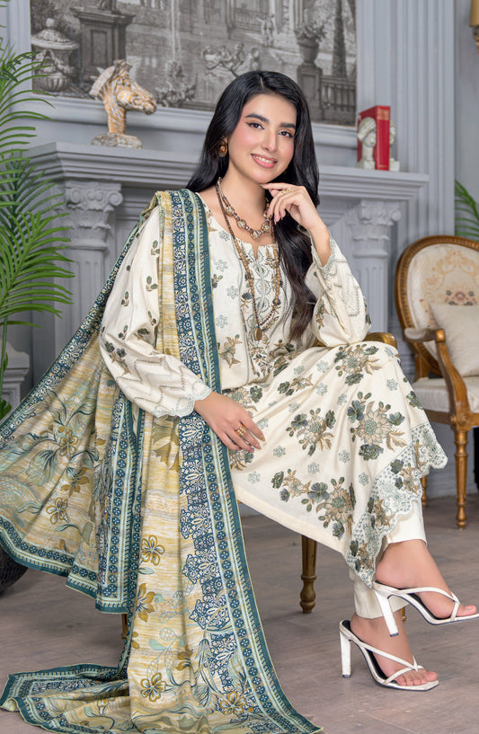 Umang by Riaz Arts Embroidered Peach Unstitched 3 Piece Suit - D-04 - RA26UMG - Green - Winter Collection