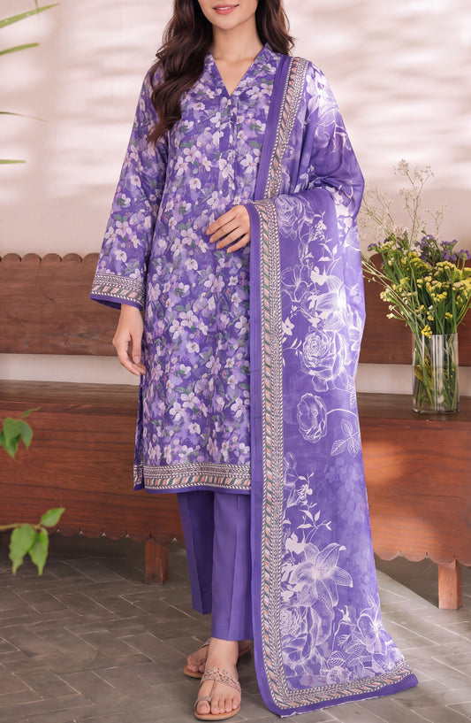 VS Daman Exclusive Printed Cambric Unstitched 3 Piece Suit - D-958 - VS26MB - Blue - Summer Collection