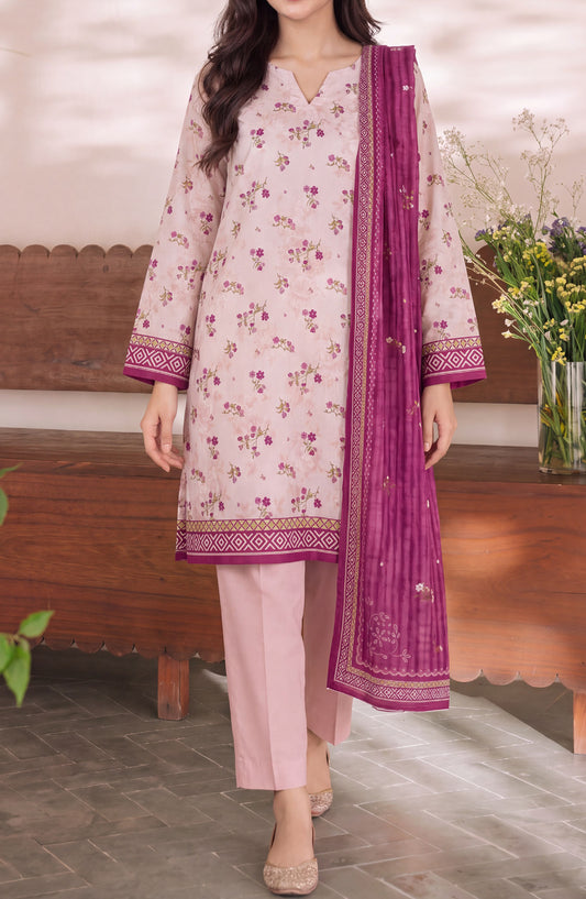 VS Daman Exclusive Printed Cambric Unstitched 3 Piece Suit - D-950 - VS26MB - Pink - Summer Collection