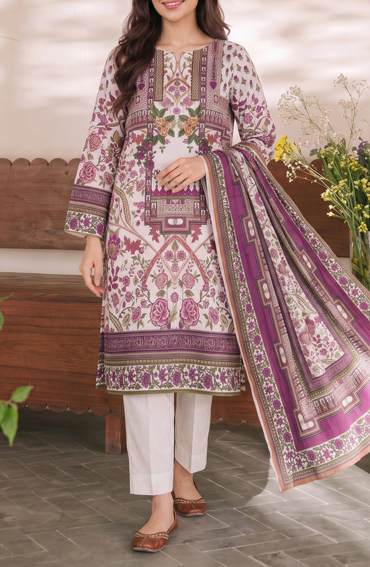 VS Daman Printed Cambric Unstitched 3 Piece Suit - D-07 - VS26TWC - Pink - Summer Collection