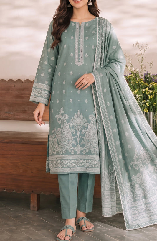VS Daman Printed Cambric Unstitched 3 Piece Suit - D-01 - VS26TWC - Green - Summer Collection
