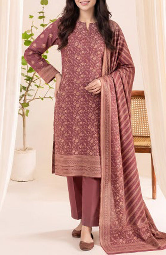 VS Printed Pashmina Unstitched 3 Piece Suit - D-14 - VS26PM - Pink - Winter Collection