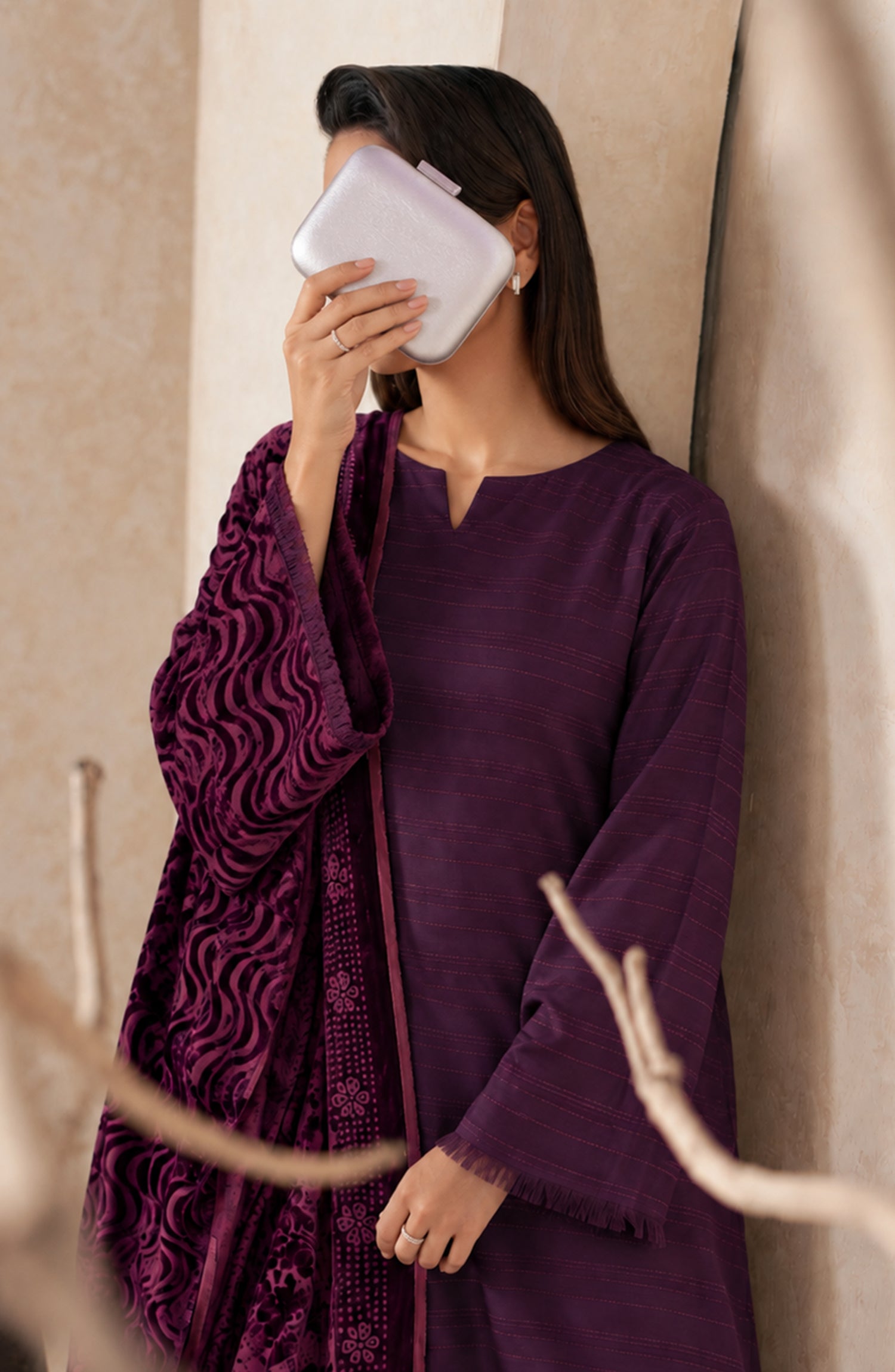Velluto Milano by Amna Khadija Moonlight Unstitched 3 Piece Suit - AKVM-15 - AM26TOM - Purple - Winter Collection