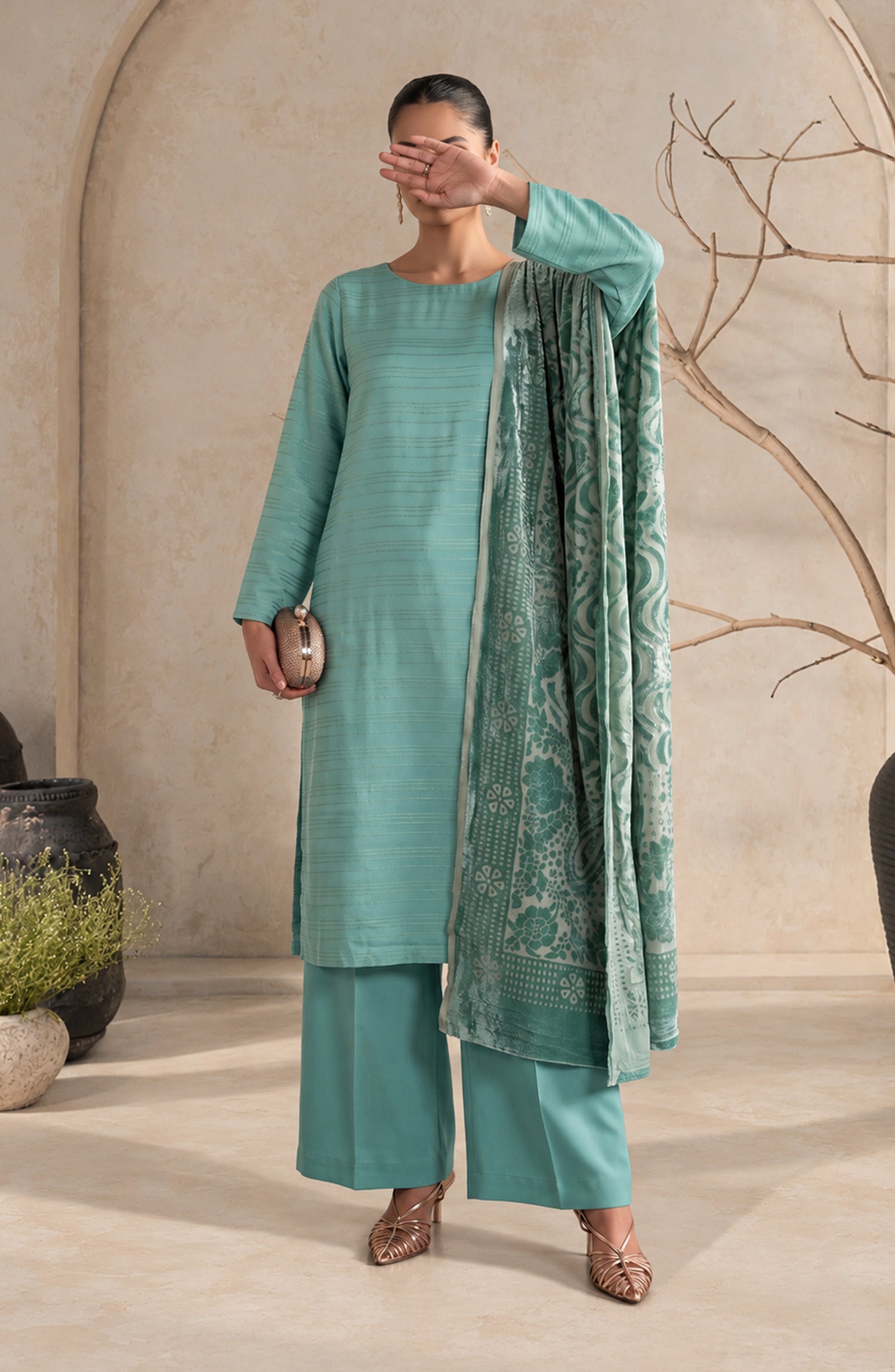 Velluto Milano by Amna Khadija Moonlight Unstitched 3 Piece Suit - AKVM-16 - AM26TOM - Sky Blue - Winter Collection
