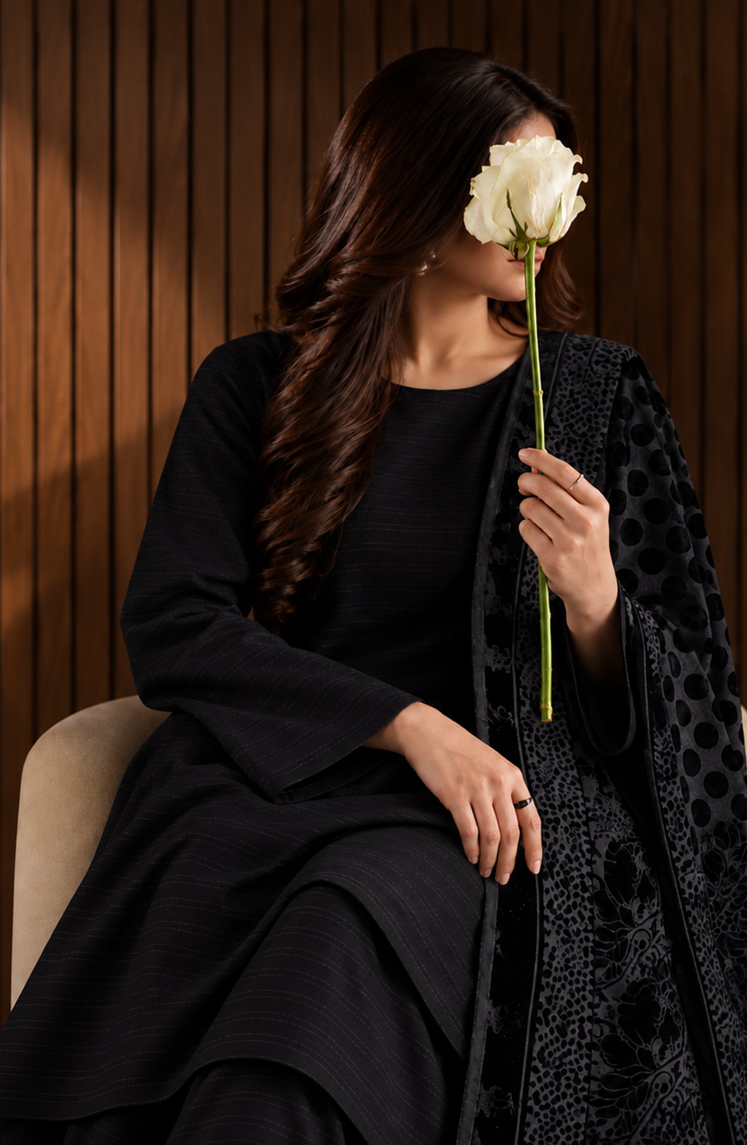 Velluto Milano by Amna Khadija Moonlight Unstitched 3 Piece Suit - AKVM-20 - AM26MON - Black - Winter Collection