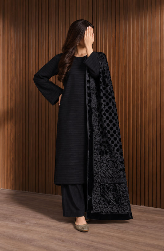 Velluto Milano by Amna Khadija Moonlight Unstitched 3 Piece Suit - AKVM-20 - AM26MON - Black - Winter Collection