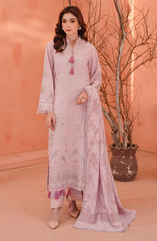 Vihana by Johra Premium Embroidered Dhanak Unstitched 3 Piece Suit - JW-580 - JH25VIHN - Pink - Winter Collection