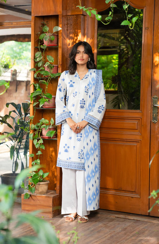 Beena by Beyond East Printed Lawn Unstitched 3 Piece Suit - WUE-154517 - BYD25BE - White - Summer Collection