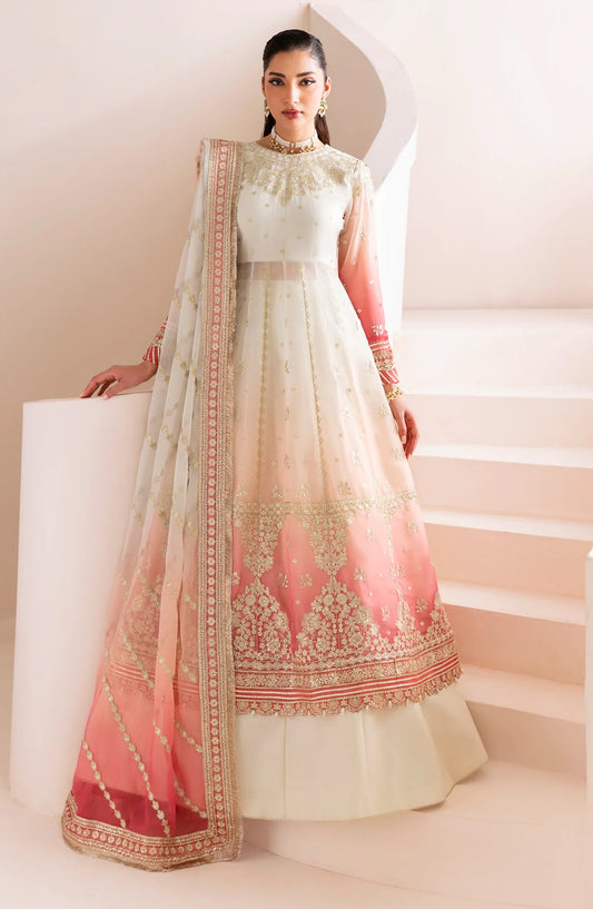 Xenia Formals Embroidered Chiffon Unstitched 3 Piece Suit - 04-Mahlaqa - XF25FES - White - Luxury Festive Collection