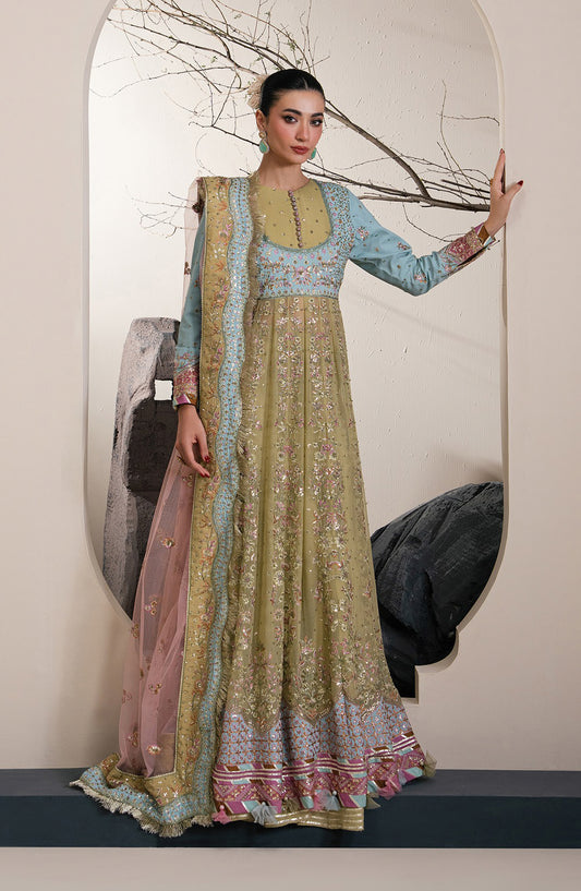 Xenia Kalani Luxury Embroidered Raw Silk Unstitched 3 Piece Suit - 09-Zana - XF26KN - Yellow - Festive Collection