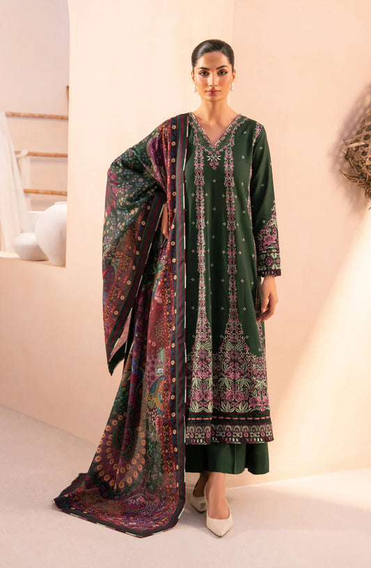 Xenia Rang e Khizaan Embroidered Slub Khaddar Unstitched 3 Piece Suit - D-03 ANYA - XF25RNG - Green - Winter Collection