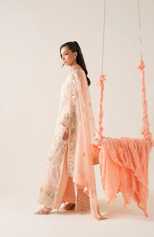 Zaib by Freesia Embroidered Chiffon Unstitched 3 Piece Suit - ELYNA -FS50127 - MNM25FZB - Pink - Festive Collection