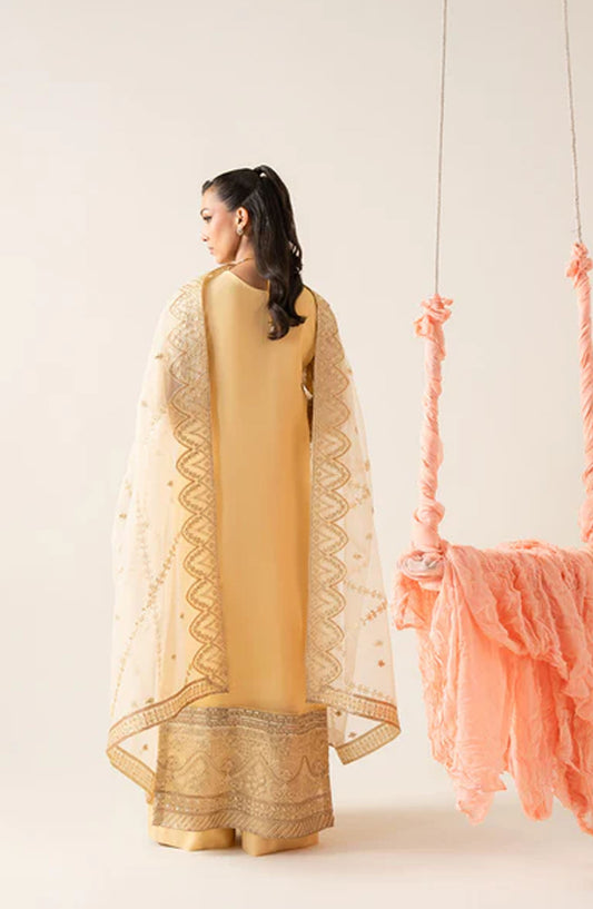 Zaib by Freesia Embroidered Chiffon Unstitched 3 Piece Suit - LYA -FS50126 - MNM25FZB - Orange - Festive Collection