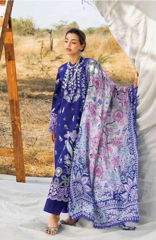 Zainab Chottani Embroidered Jacquard Unstitched 3 Piece Suit - D-13 - ZBC26SS - Blue - Spring Summer Collection