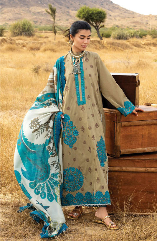 Zainab Chottani Embroidered Jacquard Unstitched 3 Piece Suit - D-11 - ZBC26SS - Beige - Spring Summer Collection