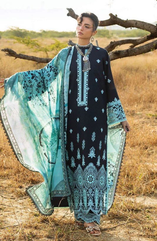 Zainab Chottani Embroidered Jacquard Unstitched 3 Piece Suit - D-10 - ZBC26SS - Black - Spring Summer Collection