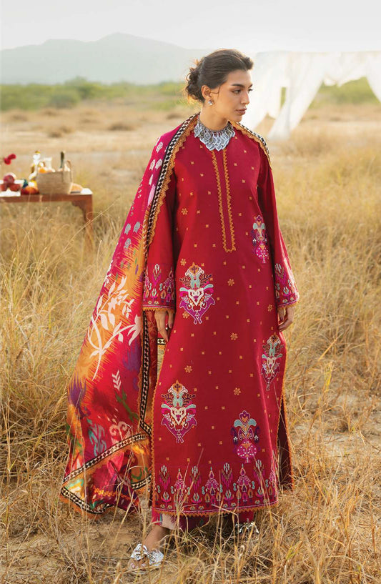 Zainab Chottani Embroidered Jacquard Unstitched 3 Piece Suit - D-07 - ZBC26SS - Pink - Spring Summer Collection