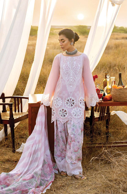 Zainab Chottani Embroidered Jacquard Unstitched 3 Piece Suit - D-01 - ZBC26SS - Pink - Spring Summer Collection