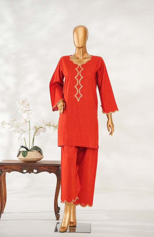 Zaira Royal by Amna Khadija Embroidered Cotton Jacquard Stitched 2 Piece Suit - ZR-01 - AM25ZAIRA - Orange - Winter Collection