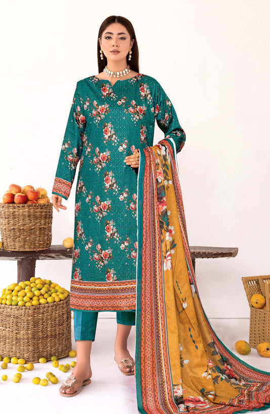 Zanera by Johra Printed Lawn Unstitched 3 Piece Suit - JH-1409 - JH25ZANR - Teal - Casual Collection