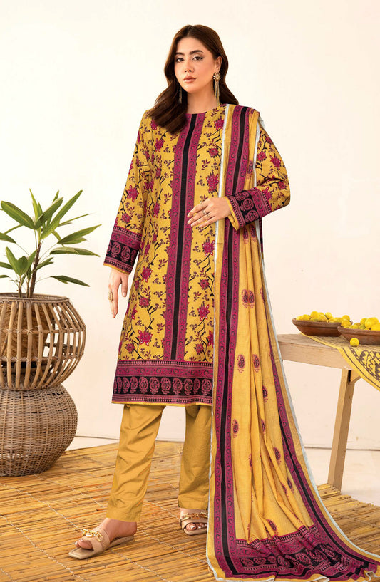 Zanera by Johra Printed Lawn Unstitched 3 Piece Suit - JH-1408 - JH25ZANR - Yellow - Casual Collection