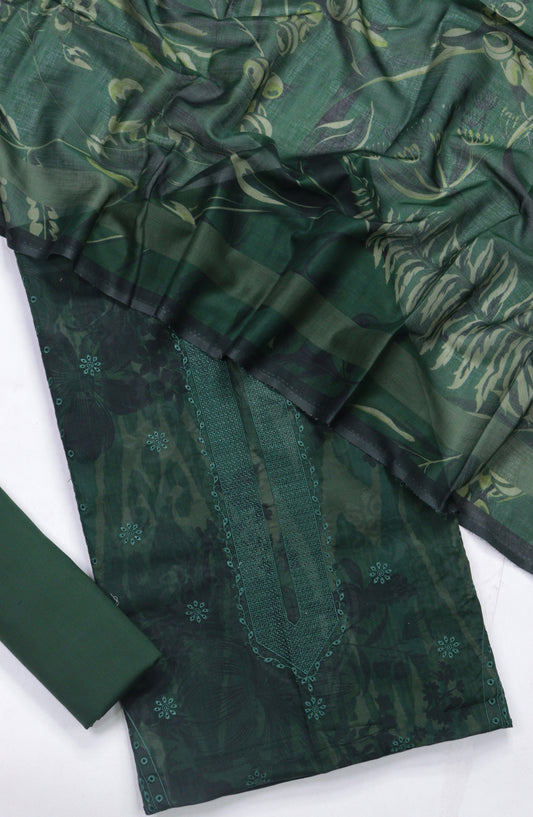 Zara by Amna Khadija Embroidered Lawn Unstitched 3 Piece Suit - Design-01 - AM26ZARA - Green - Summer Collection
