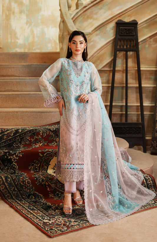 Zargul by Zebtan Embroidered Organza Unstitched 3 Piece Suit - ZG-01 - ZBT25ZRG - Purple - Formal Collection