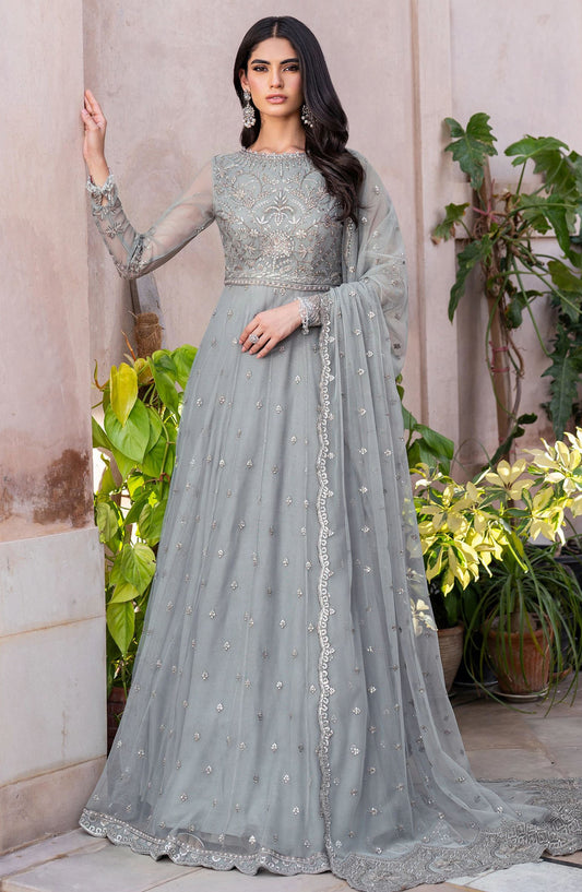 Sahiba by Zarif Luxury Embroidered Net Unstitched 3 Piece Suit - ZRF25SHB - UNST-SBA-04 YASMIN - Blue - Festive Collection