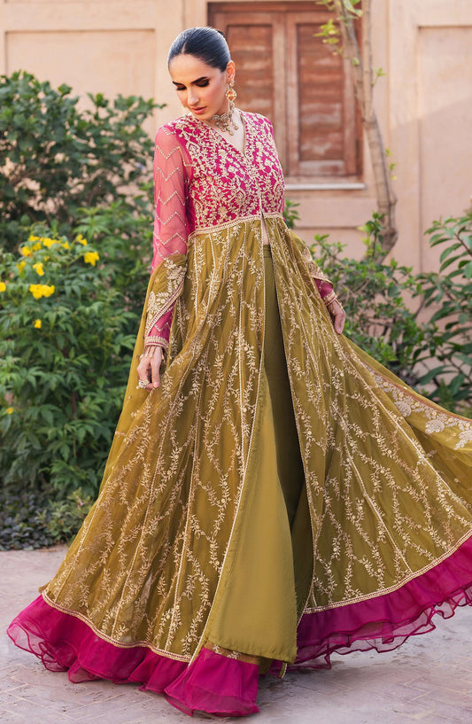 Sahiba by Zarif Luxury Embroidered Net Unstitched 3 Piece Suit - ZRF25SHB - UNST-SBA-03 LARA - Green - Festive Collection