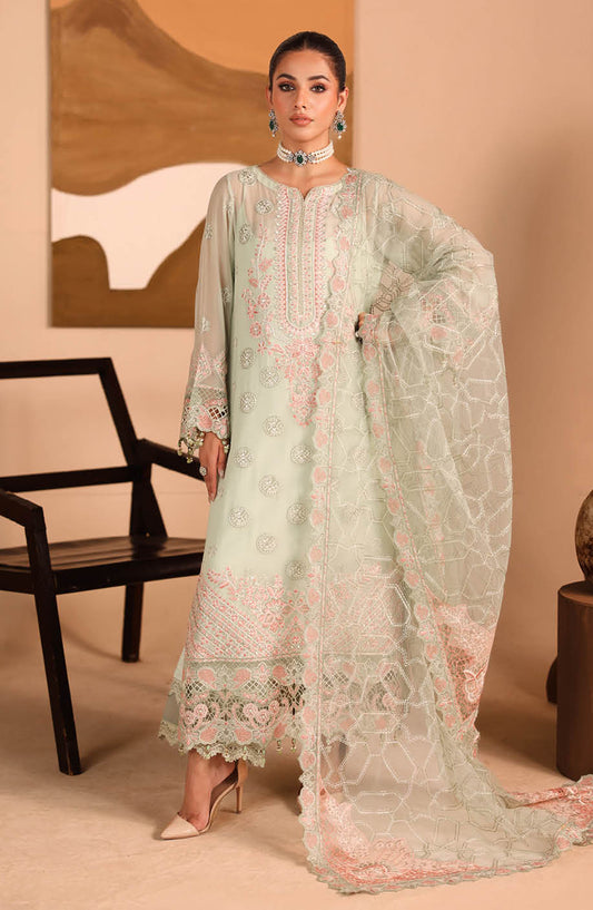 Kashish by Ramsha Luxury Embroidered Chiffon Unstitched 3 Piece Suit - RM25KSH - K-307 - Green - Festive Collection