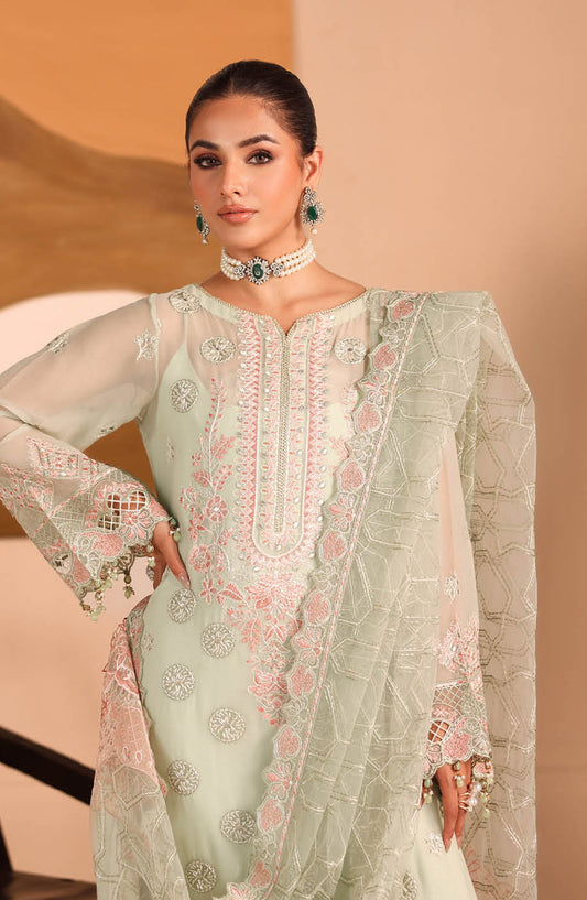 Kashish by Ramsha Luxury Embroidered Chiffon Unstitched 3 Piece Suit - RM25KSH - K-307 - Green - Festive Collection