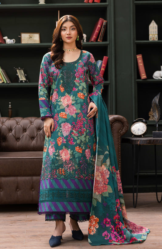 Zeal by Sanam Saeed Embroidered Lawn Unstitched 3 Piece Suit - D-02 - SS26ZL - Green - Summer Collection