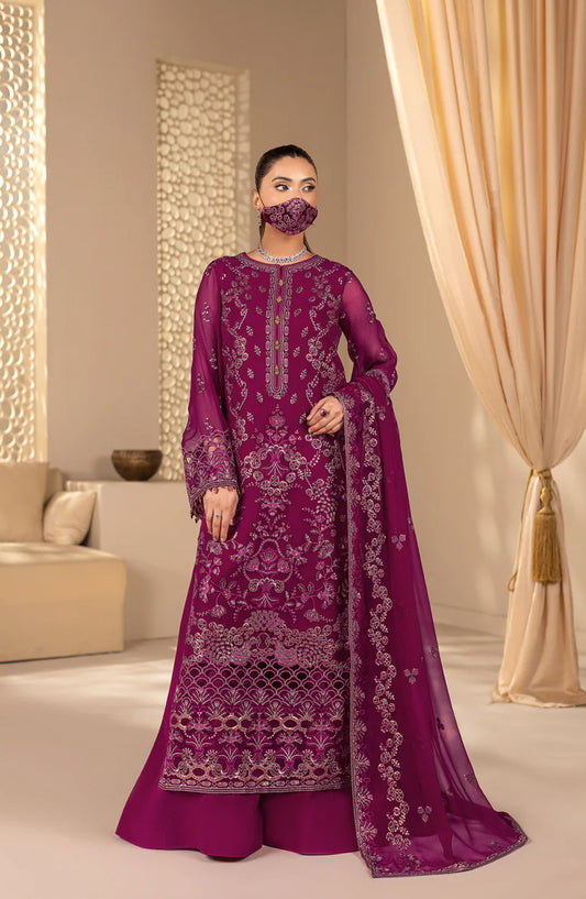 Zeenat Kuch Khas by Flossie Embroidered Chiffon Unstitched 3 Piece Suit - ZE-102 - FLS26ZN - Pink - Festive Collection