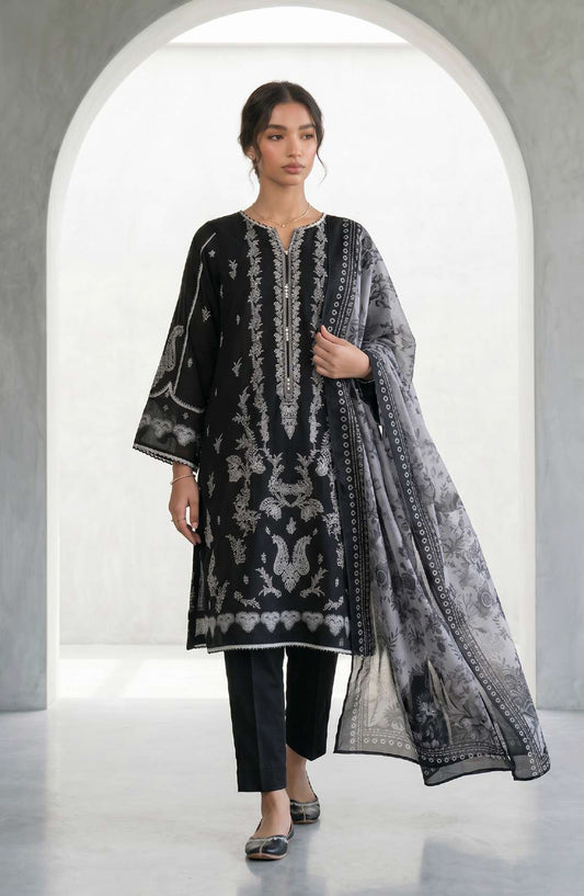 Zellbury Monochrome Printed Lawn Unstitched 3 Piece Suit - WUS26X31028 - ZB26MN - Black - Summer Collection